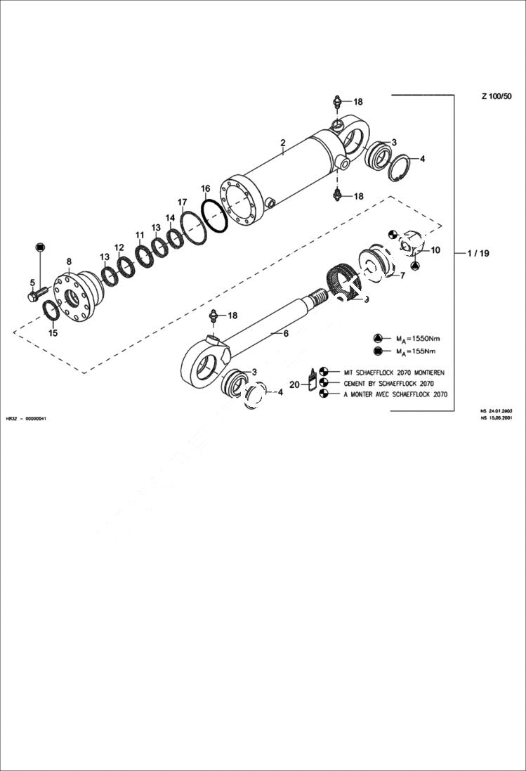 Схема запчастей Bobcat 442 - HYDRAULIC CYLINDER Support Blade HYDRAULIC SYSTEM