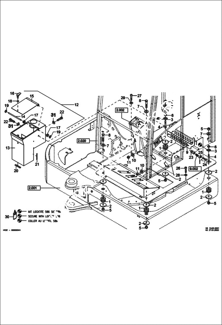 Схема запчастей Bobcat 442 - CAB MOUNTING (S/N 522311394 & Below) MAIN FRAME