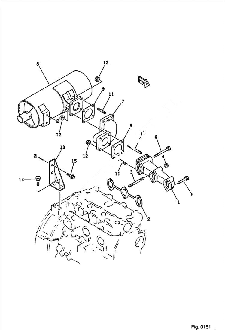 Схема запчастей Bobcat 56 - EXHAUST MANIFOLD AND MUFFLER CYLINDER HEAD