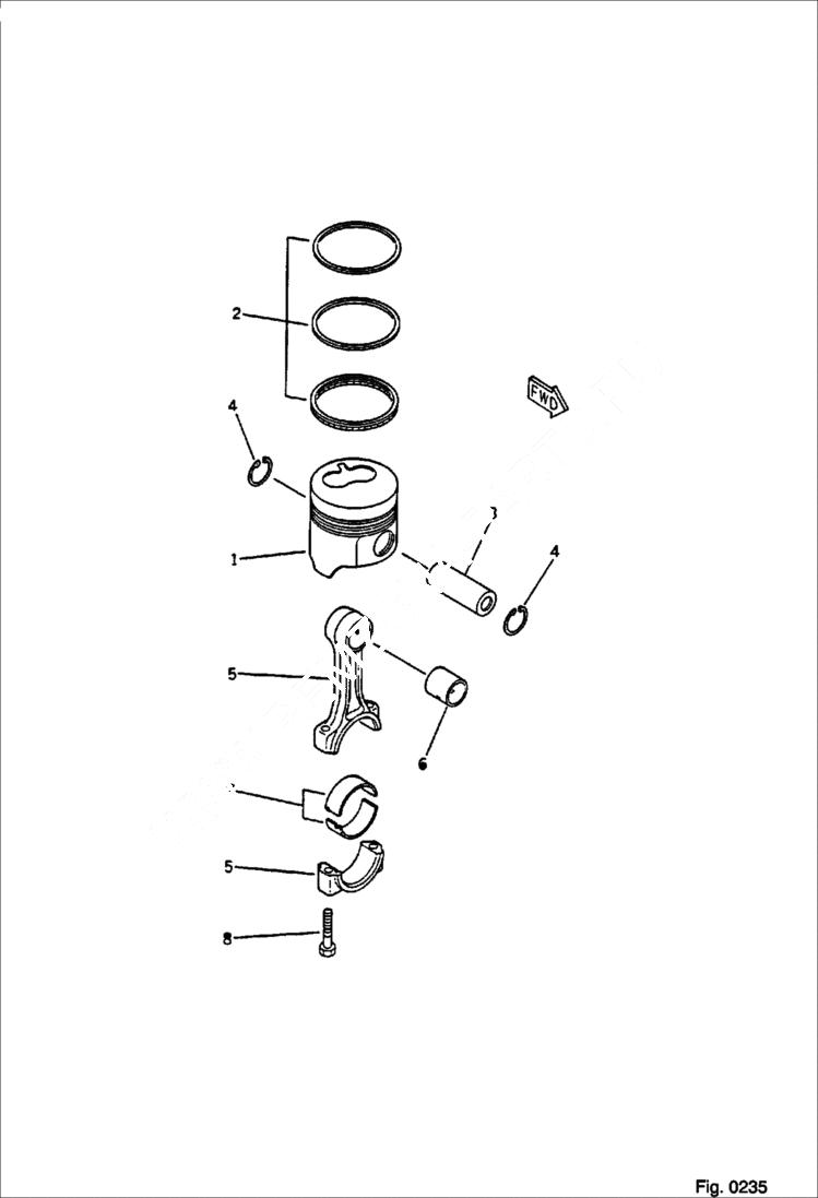 Схема запчастей Bobcat 56 - PISTON AND CONNECTING ROD CYLINDER BLOCK
