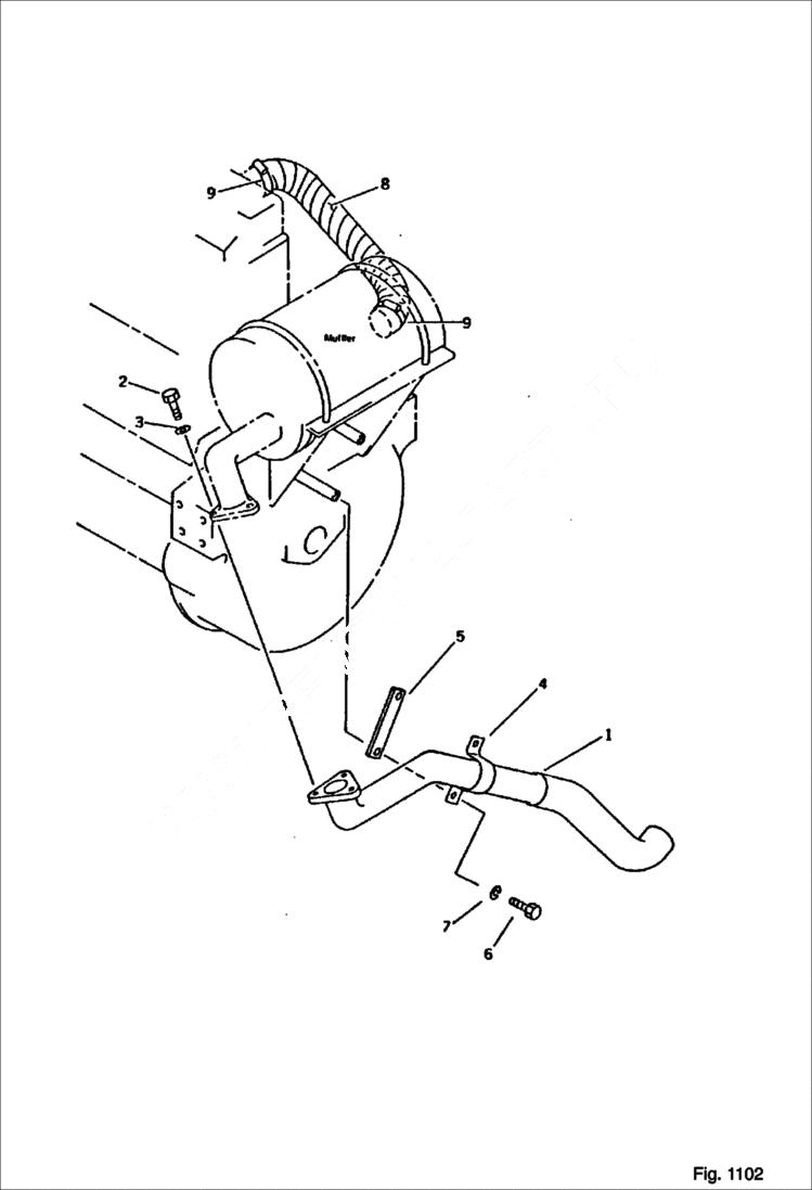 Схема запчастей Bobcat 116 - EXHAUST PIPING ENGINE RELATED PARTS AND ELECTRICAL SYSTEM