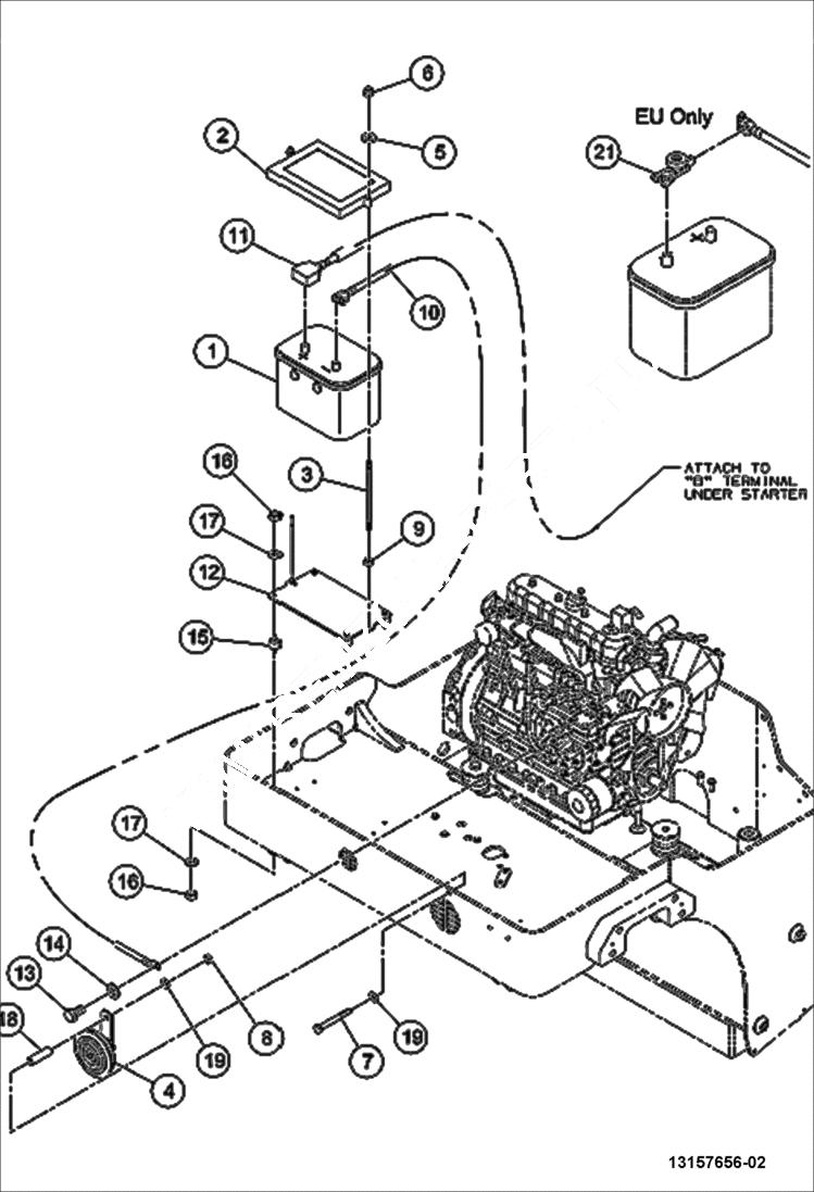 Схема запчастей Bobcat BCA24 - BATTERY & HORN ELECTRICAL SYSTEM