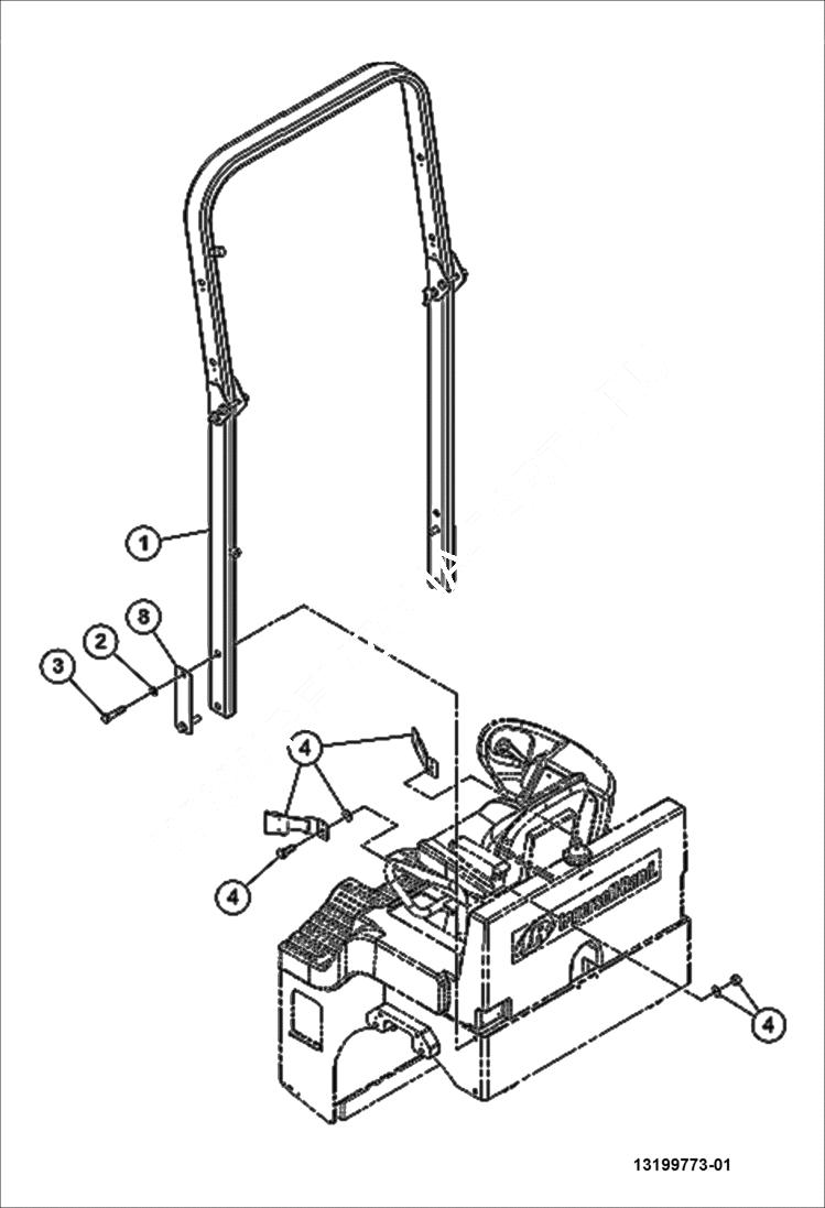 Схема запчастей Bobcat BCA24 - FOLDABLE ROPS (Optional) MAIN FRAME