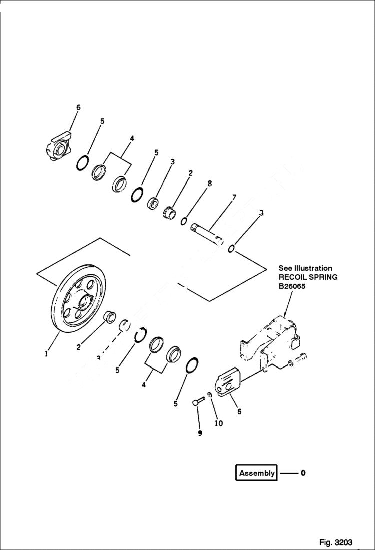 Схема запчастей Bobcat 56 - FRONT IDLER (FOR RUBBER SHOE) UNDERCARRIAGE