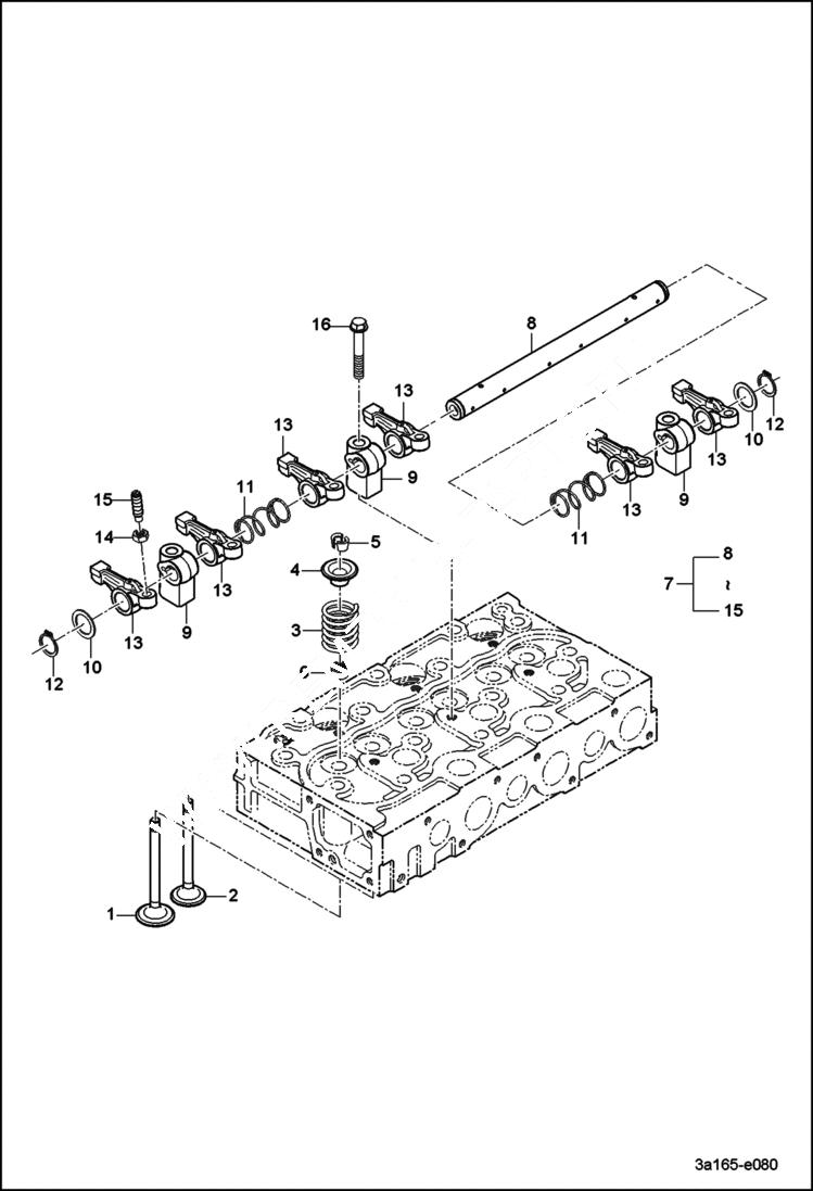 Схема запчастей Bobcat CT235 - VALVE & ROCKER ARM GROUP POWER UNIT