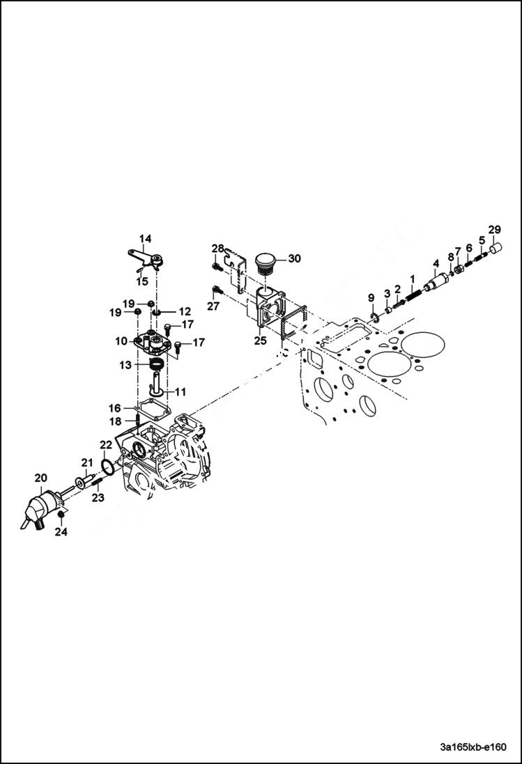Схема запчастей Bobcat CT230 - ENGINE STOP LEVER GROUP (S/N A59C11001 & Above) POWER UNIT