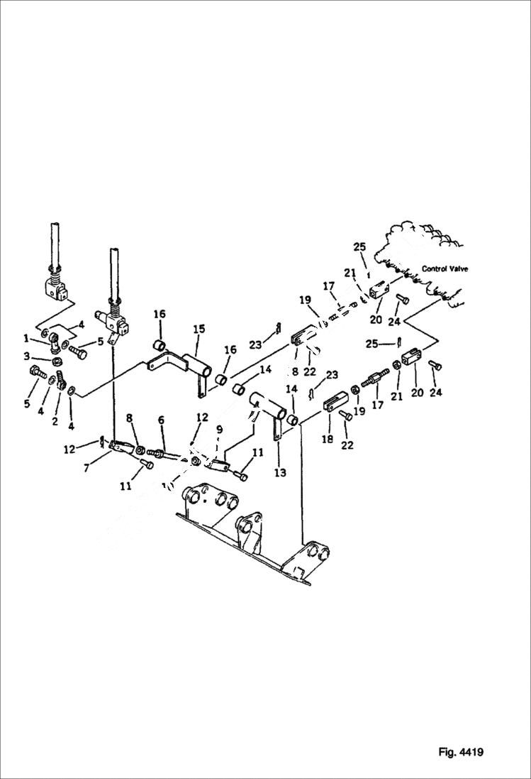 Схема запчастей Bobcat 76 - WORK EQUIPMENT CONTROL LEVER AND LINKAGE 2/2 SWING CONTROL SYSTEM