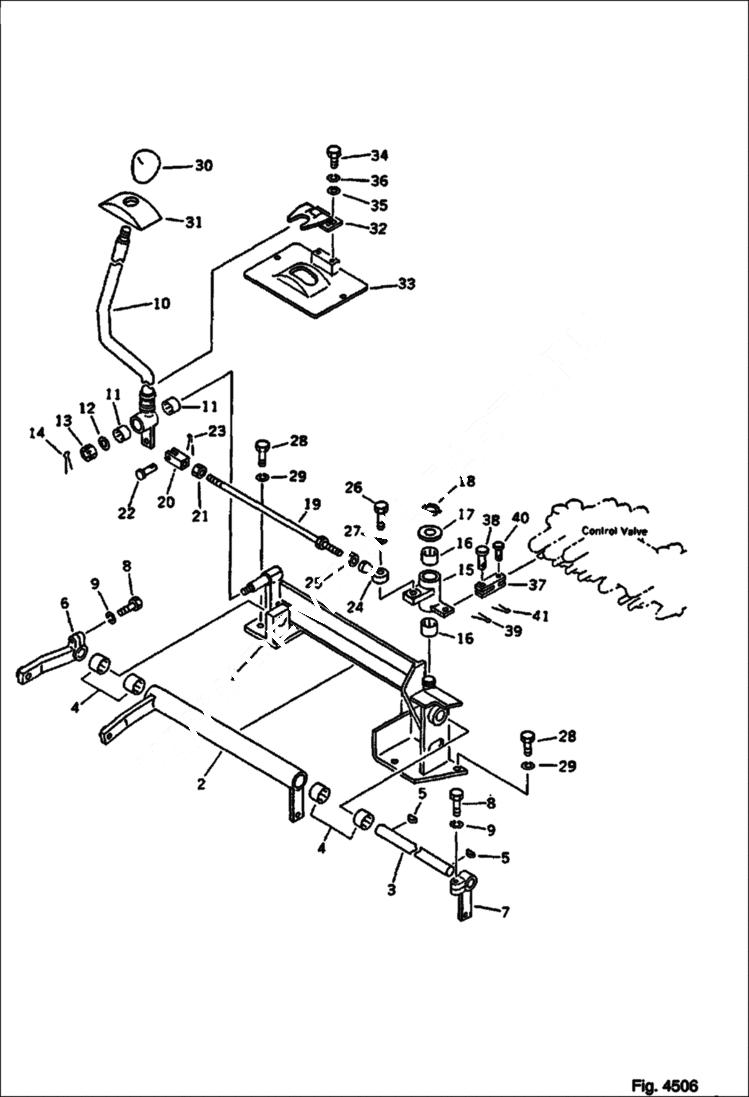 Схема запчастей Bobcat 116 - BOOM SWING CONTROL LEVER AND LINKAGE FOR I.S.O. PATTERN CONTROL SYSTEM AND REVOLVING FRAME