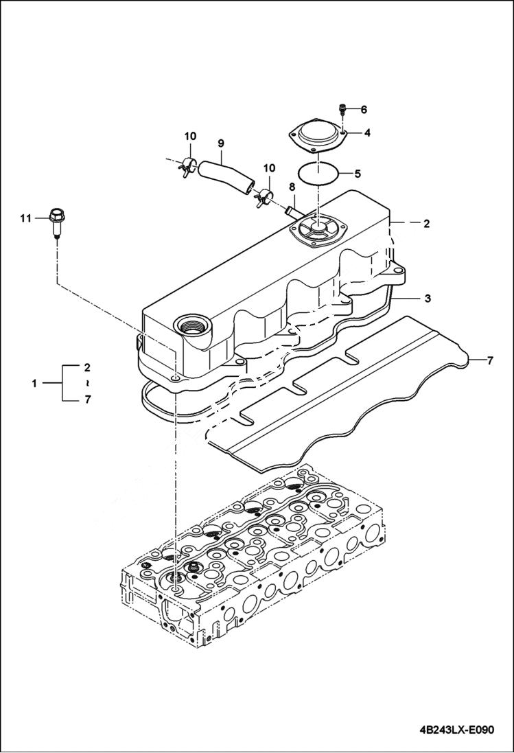 Схема запчастей Bobcat CT445 - CYLINDER HEAD COVER GROUP POWER UNIT