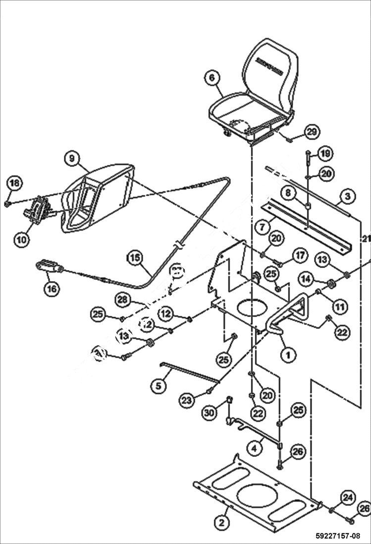 Схема запчастей Bobcat BCA24 - SEAT ASSEMBLY CONSOLE