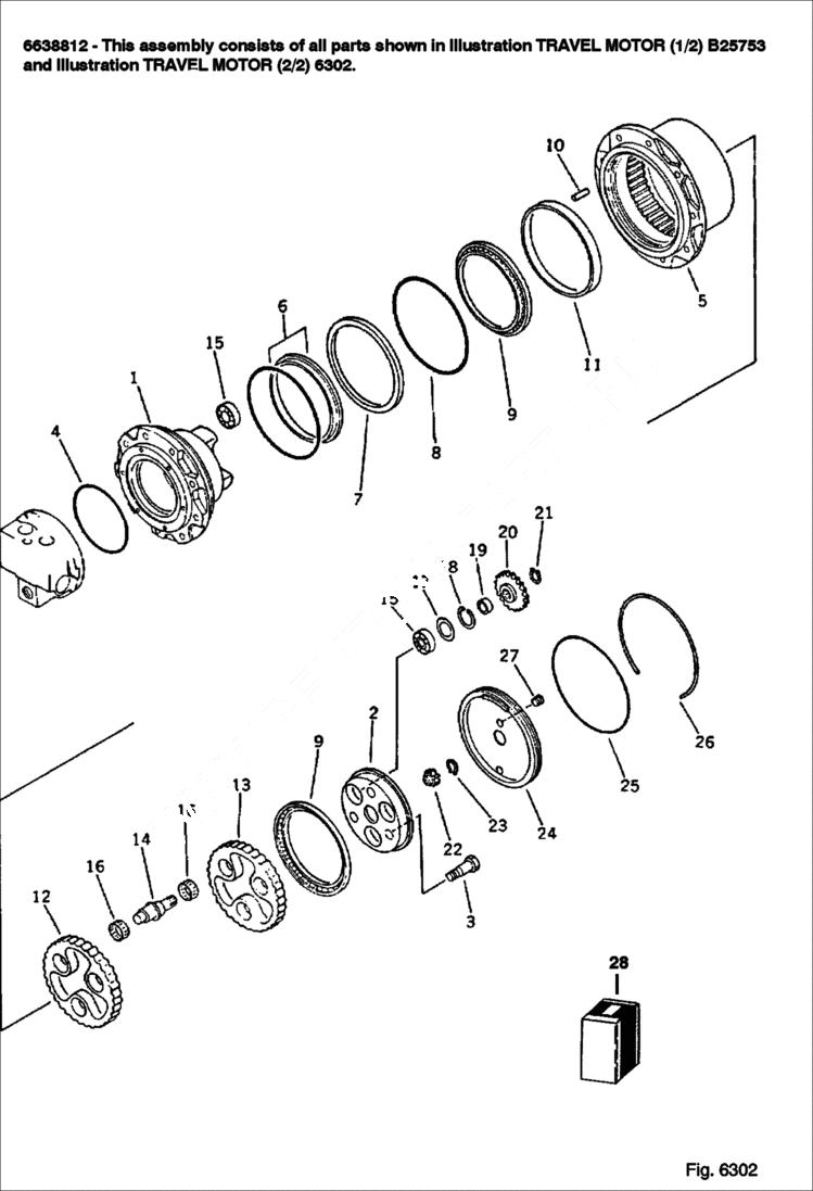 Схема запчастей Bobcat 116 - TRAVEL MOTOR (2/2) WORK EQUIPMENT CONTROL SYSTEM