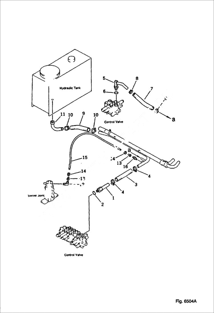 Схема запчастей Bobcat 76 - HYDRAULIC PIPING (VALVE TO TANK) WORK EQUIPMENT CONTROL SYSTEM