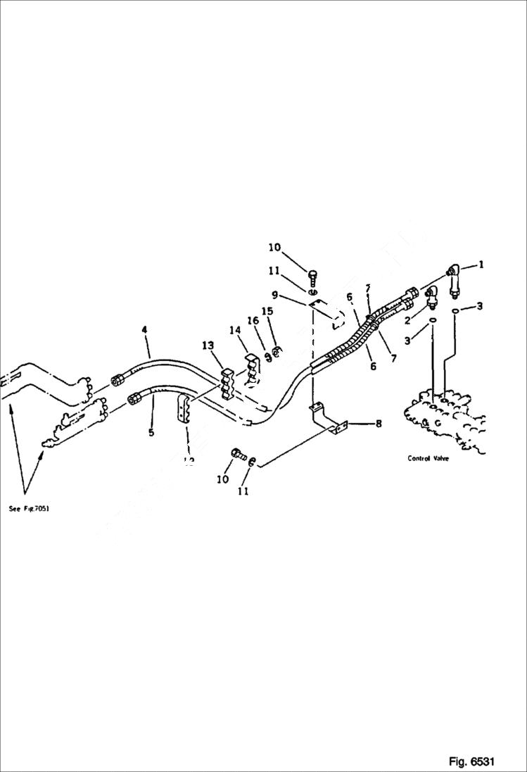 Схема запчастей Bobcat 116 - HYDRAULIC PIPING Boom Cylinder Line Chassis Side WORK EQUIPMENT CONTROL SYSTEM