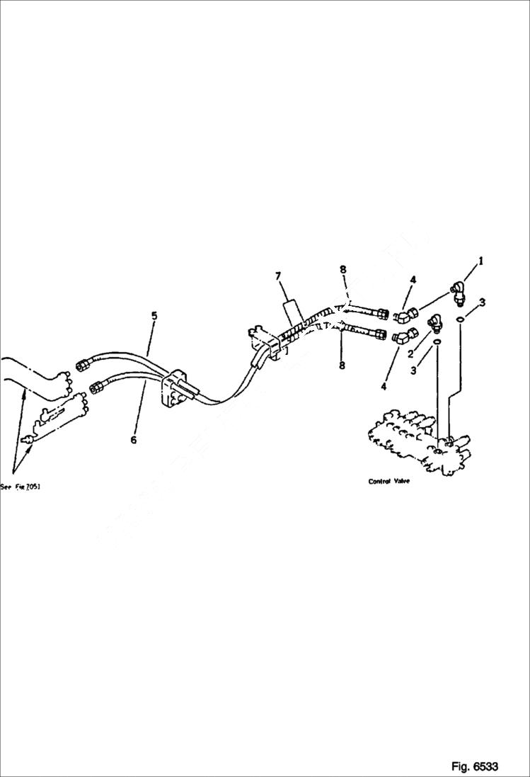 Схема запчастей Bobcat 116 - HYDRAULIC PIPING Arm Cylinder Line Chassis Side WORK EQUIPMENT CONTROL SYSTEM