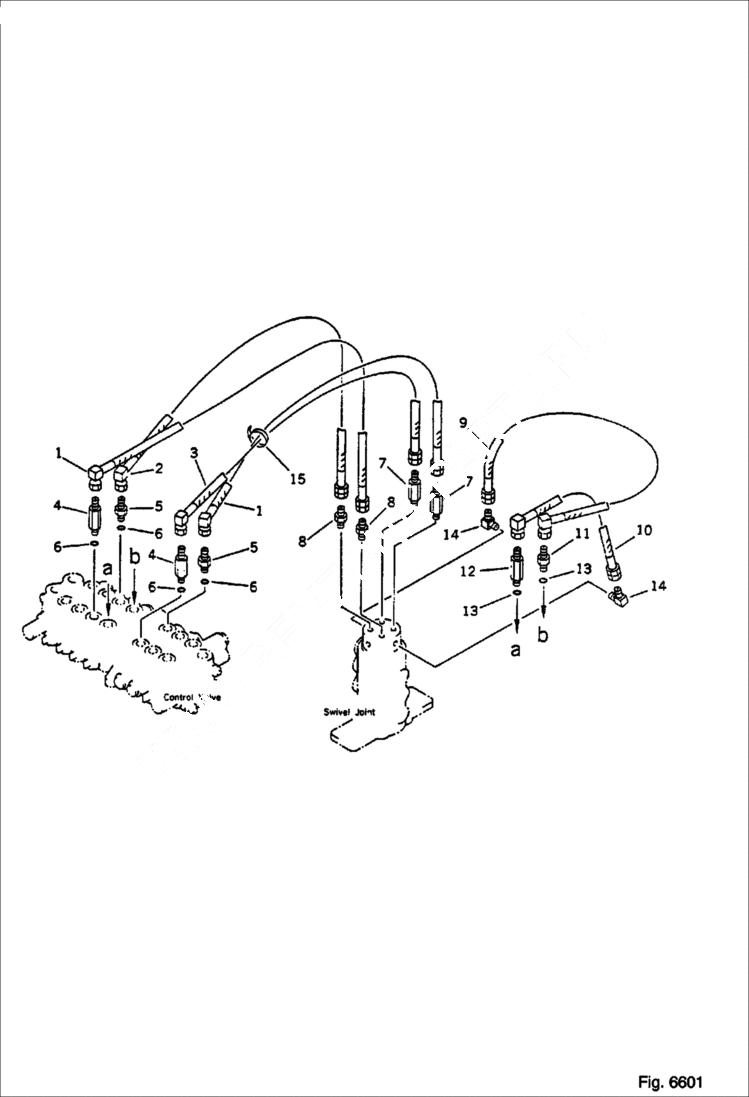 Схема запчастей Bobcat 56 - HYDRAULIC PIPING (TRAVEL AND BLADE LINE) WORK EQUIPMENT CONTROL SYSTEM