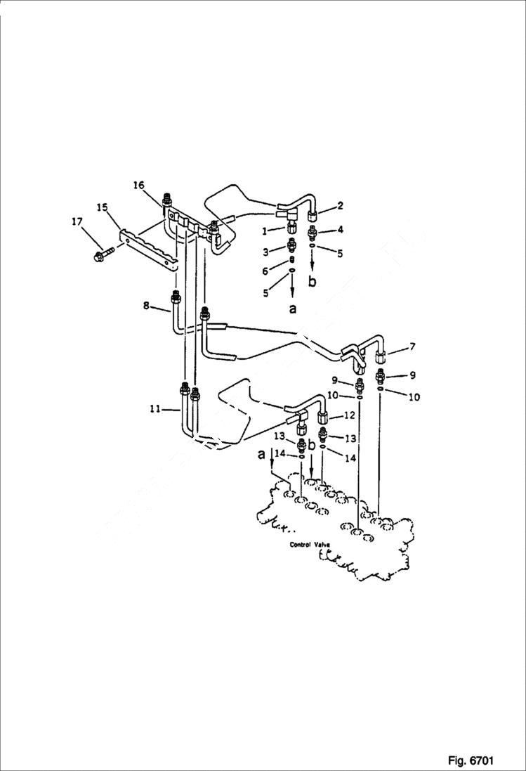 Схема запчастей Bobcat 56 - HYDRAULIC PIPING (BOOM, ARM, BUCKET CYLINDER LINE) WORK EQUIPMENT CONTROL SYSTEM