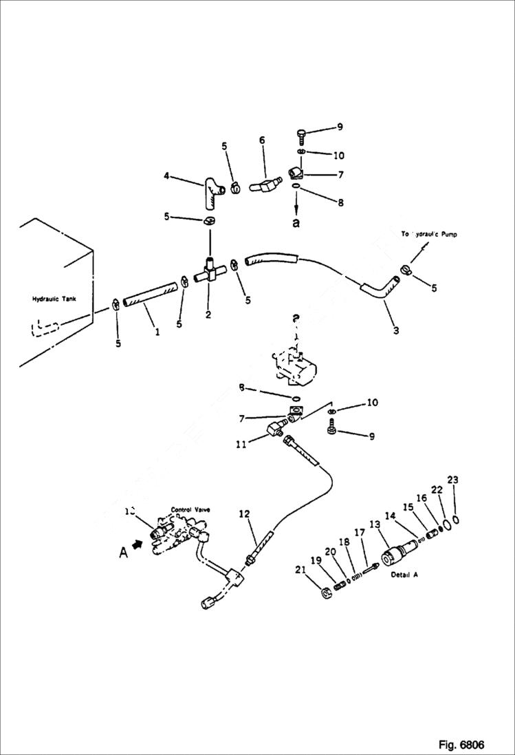 Схема запчастей Bobcat 56 - HYDRAULIC PIPING (FOR FLOW INCREASING PUMP) WORK EQUIPMENT CONTROL SYSTEM