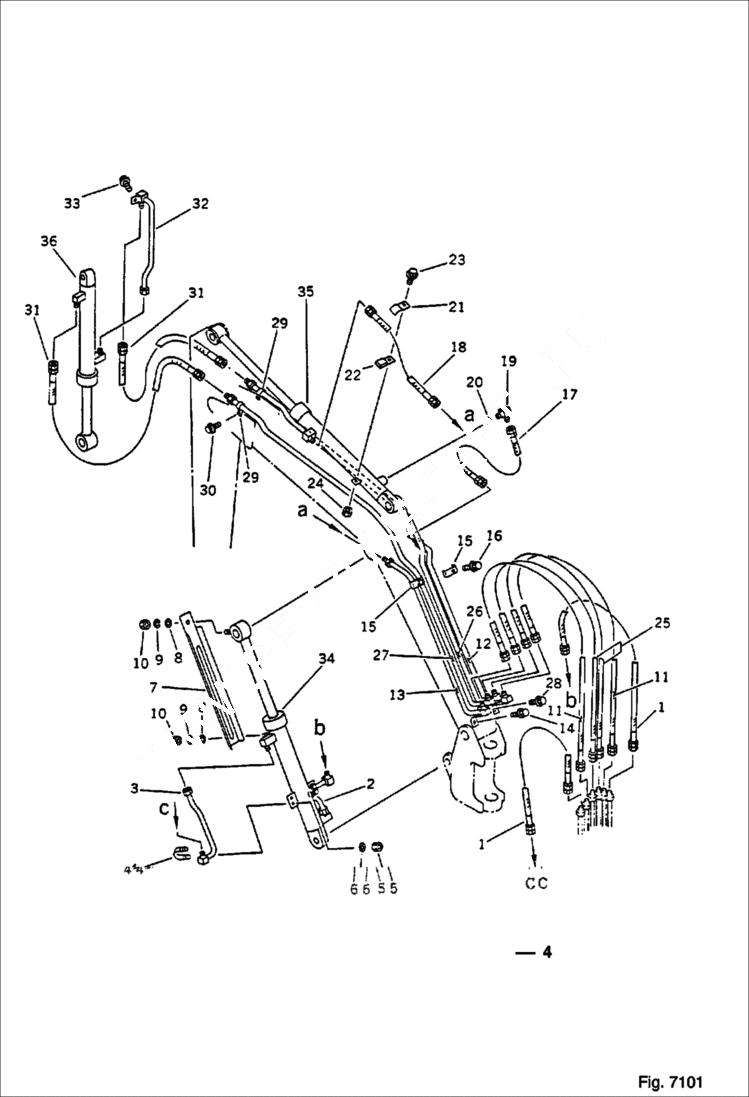 Схема запчастей Bobcat 56 - HYDRAULIC PIPING WORK EQUIPMENT