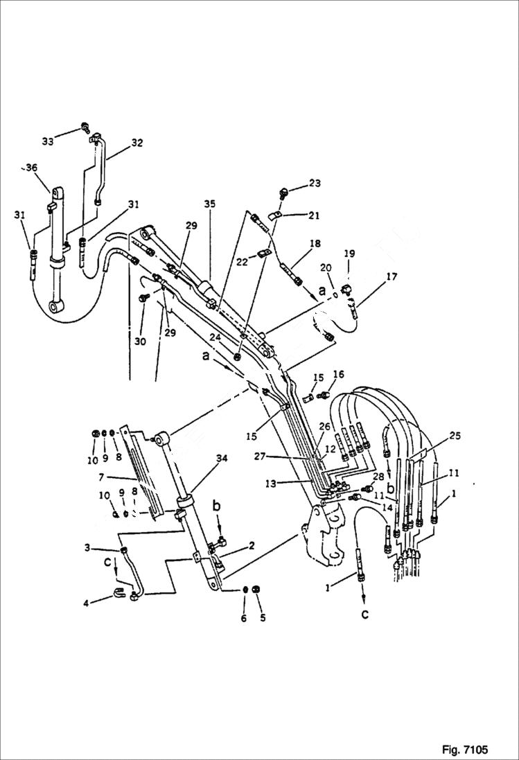 Схема запчастей Bobcat 56 - HYDRAULIC PIPING (FOR LONG ARM) WORK EQUIPMENT