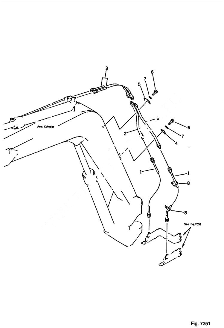 Схема запчастей Bobcat 116 - HYDRAULIC PIPING Arm Cylinder Line Hose Side WORK EQUIPMENT