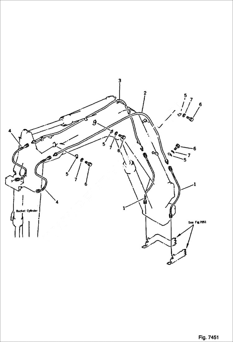 Схема запчастей Bobcat 116 - HYDRAULIC PIPING Bucket Cylinder Line Hose Side WORK EQUIPMENT
