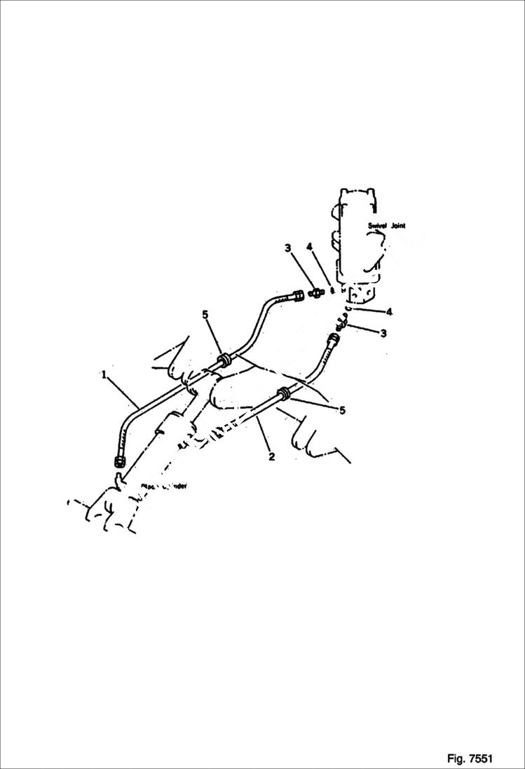 Схема запчастей Bobcat 116 - HYDRAULIC PIPING Blade Cylinder Line Attachment Side WORK EQUIPMENT