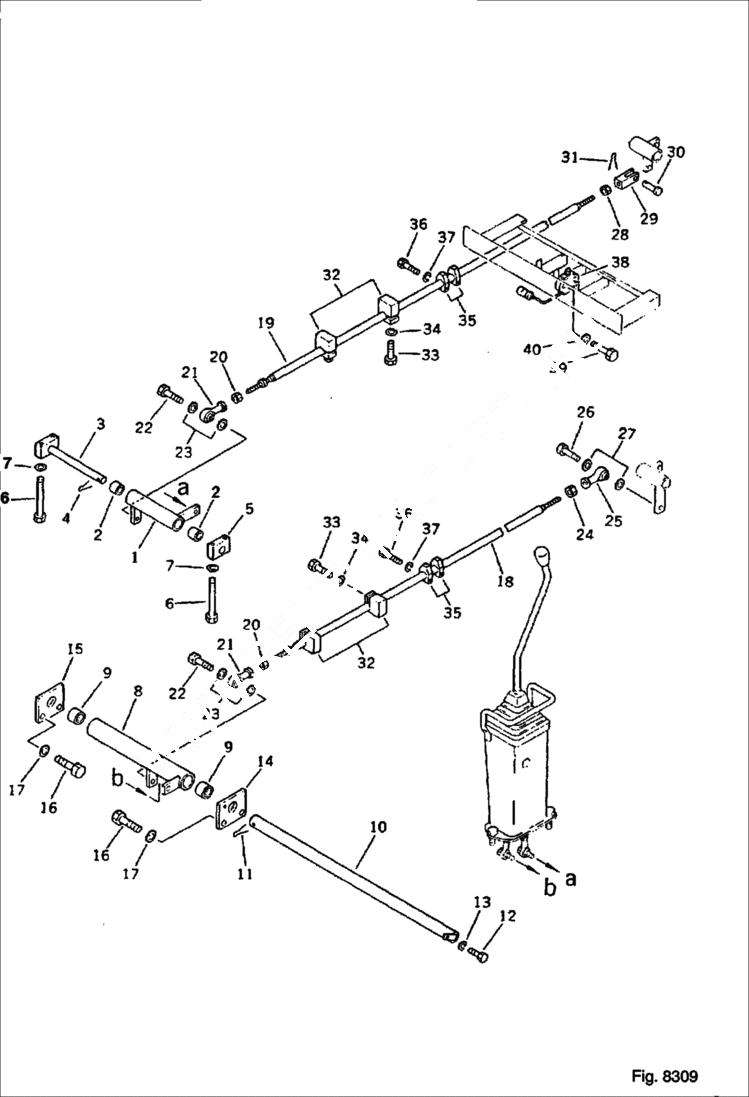 Схема запчастей Bobcat 130 - WORK EQUIPMENT CONTROL LINKAGE For Arm, Swing 1/2 For Front Blade OPTIONAL PARTS
