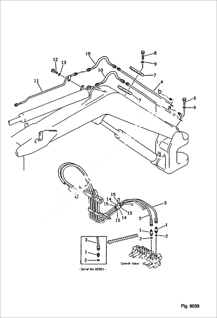 Схема запчастей Bobcat 76 - HYDRAULIC PIPING (VALVE TO/FROM ARM CYLINDER USA SPEC. OPTIONAL PARTS, MARK PLATE