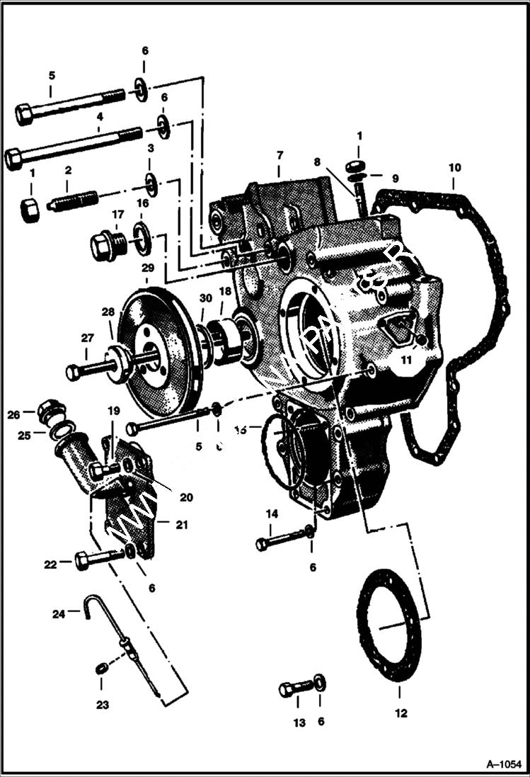 Схема запчастей Bobcat 400s - FRONT COVER GROUP F2L310 Deutz Diesel POWER UNIT