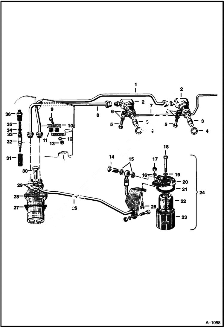 Схема запчастей Bobcat 400s - FUEL SYSTEM F2L310 Deutz Diesel POWER UNIT