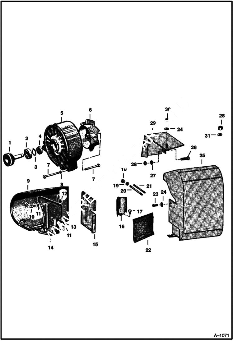 Схема запчастей Bobcat 600s - AIR BLOWER & SHROUD POWER UNIT