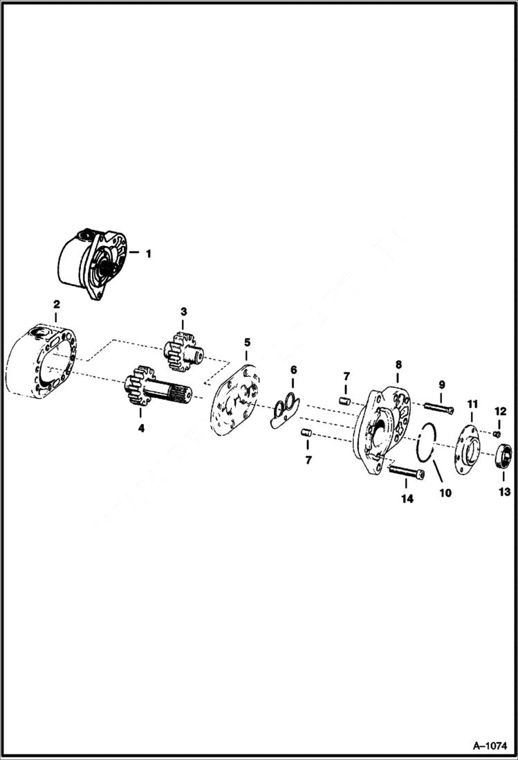 Схема запчастей Bobcat 400s - HYDRAULIC PUMP Clockwise Rotation M-500 Diesel - S/N 44572 & Above HYDRAULIC SYSTEM