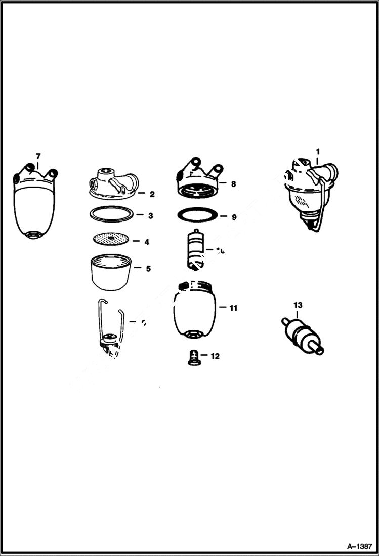 Схема запчастей Bobcat 600s - FUEL FILTERS POWER UNIT
