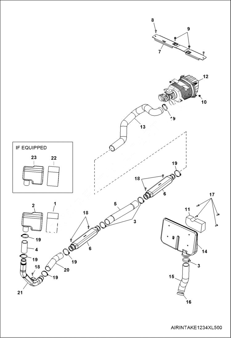 Схема запчастей Bobcat 3400XL - ENGINE, AIR INTAKE (S/N AJNV20001 & Above) POWER UNIT