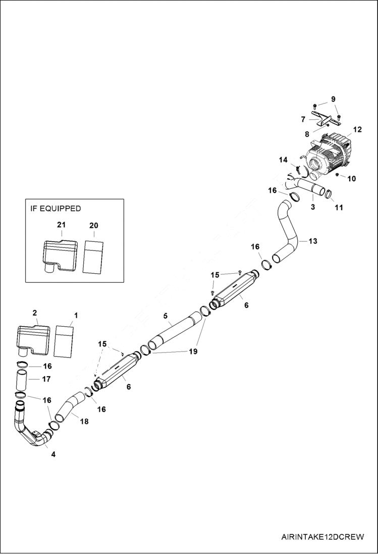 Схема запчастей Bobcat 3400XL - ENGINE, AIR INTAKE (S/N AJNW20001 & Above) POWER UNIT