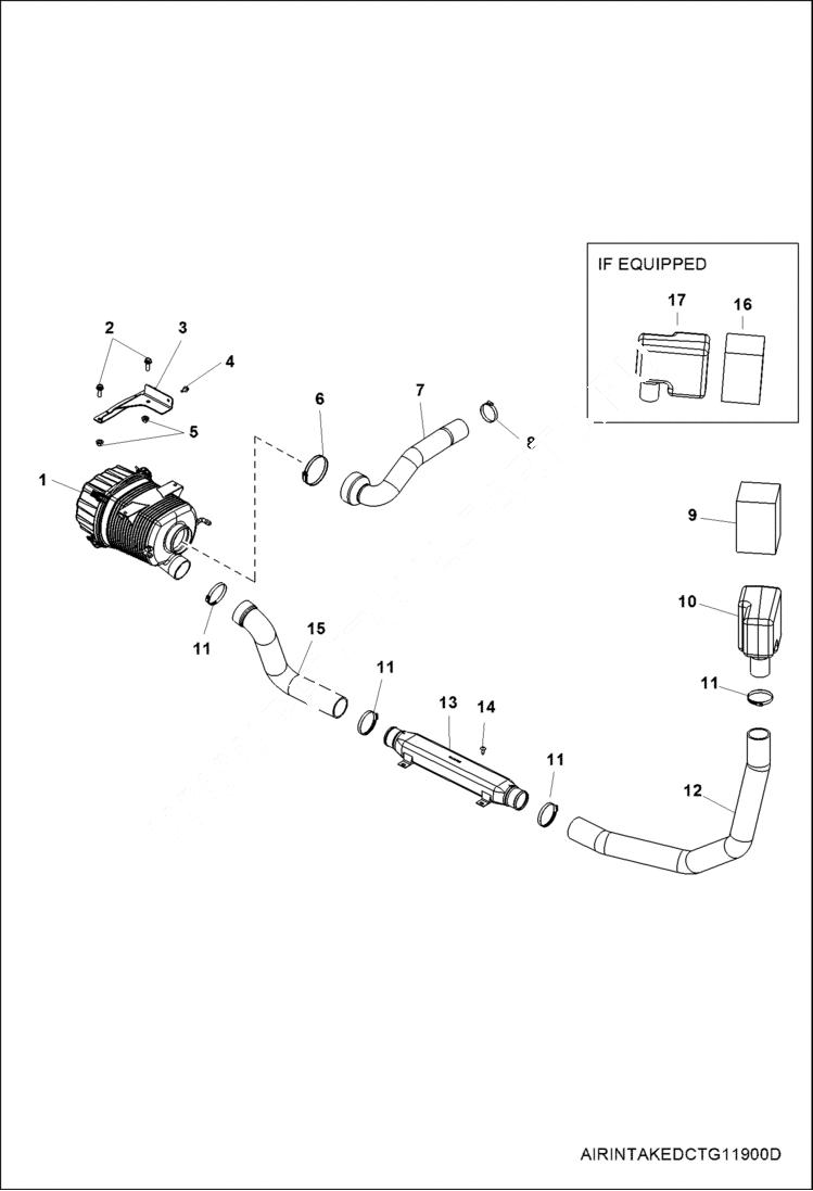 Схема запчастей Bobcat 3450 - ENGINE, AIR INTAKE (S/N AJNY11001 - 19999) POWER UNIT