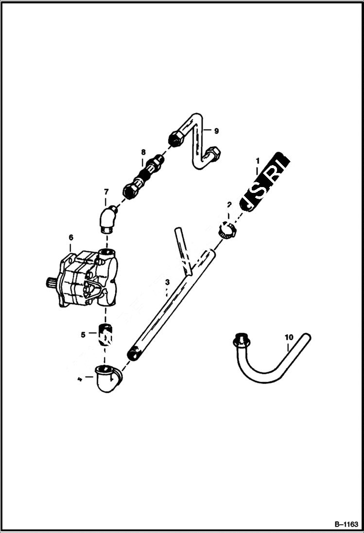 Схема запчастей Bobcat 500s - HYDRAULIC PUMP CIRCUITRY M-444 Gasoline & LP S/N 30269 & Below M-500 Gasoline & LP S/N 41399 & Below HYDRAULIC SYSTEM