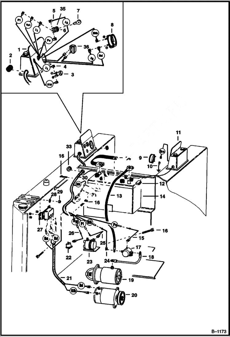 Схема запчастей Bobcat 400s - MAIN FRAME ELECTRICAL M-444 Gasoline ELECTRICAL SYSTEM