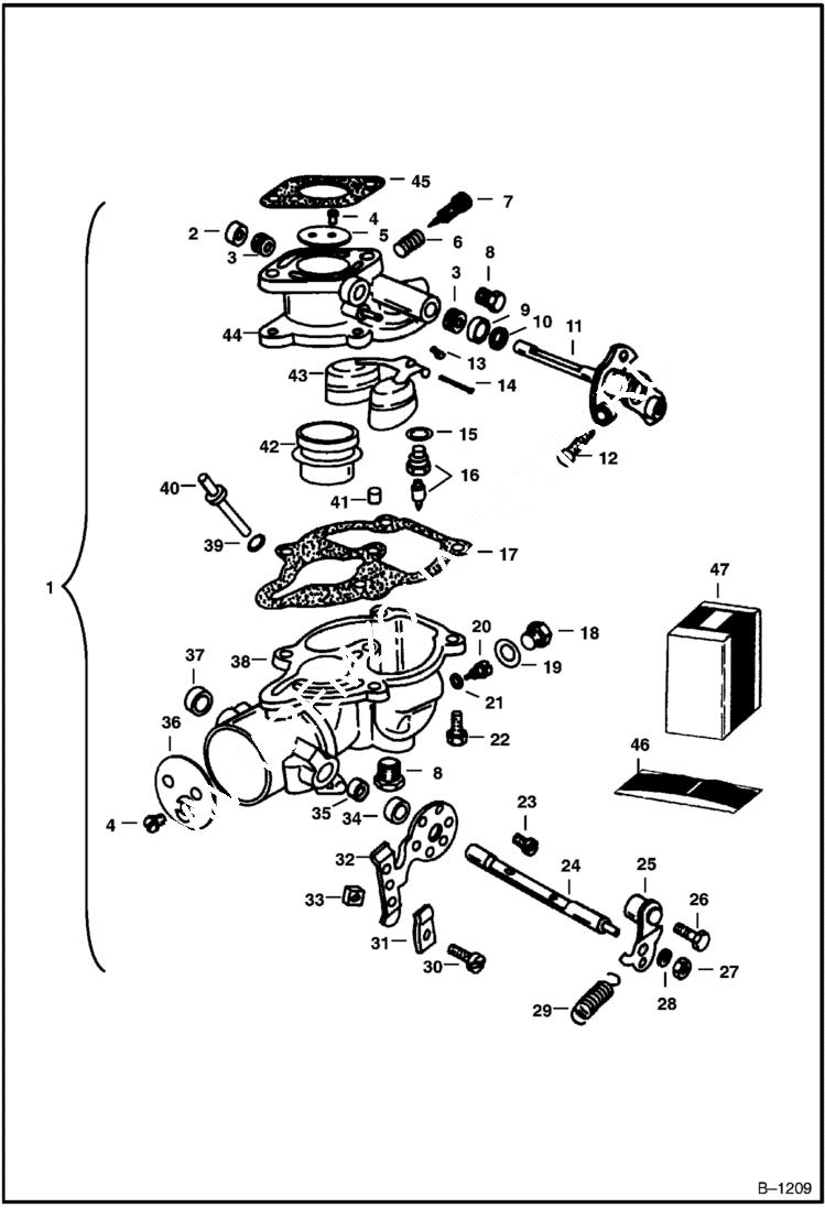 Схема запчастей Bobcat 700s - CARBURETOR POWER UNIT