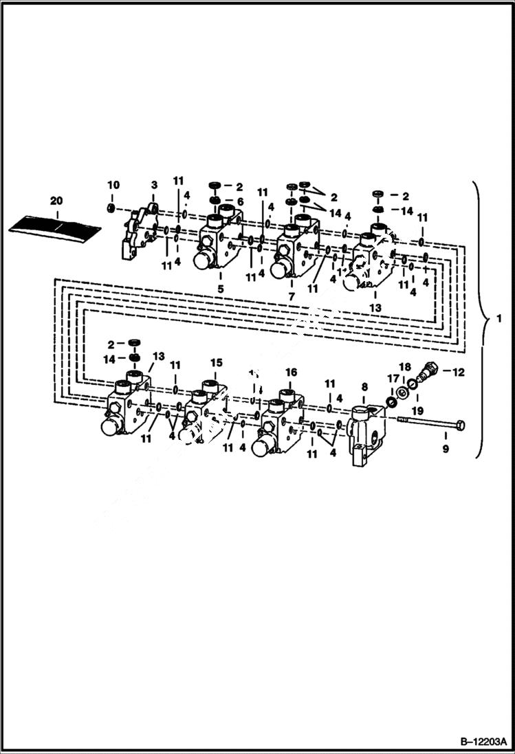 Схема запчастей Bobcat BACKHOE - BACKHOE (Control Valve) (Gresen) (913 370001136 & Above) 913 BACKHOE