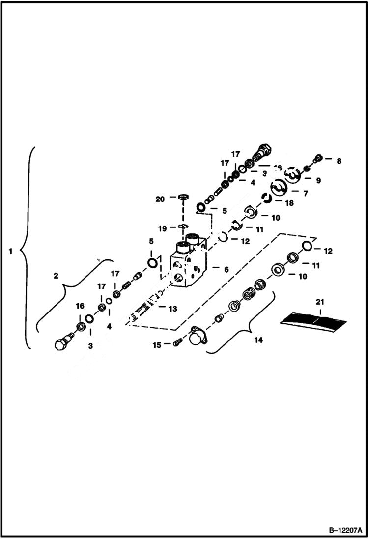 Схема запчастей Bobcat BACKHOE - BACKHOE (Boom Section) (Gresen) (913 370001136 & Above) 913 BACKHOE