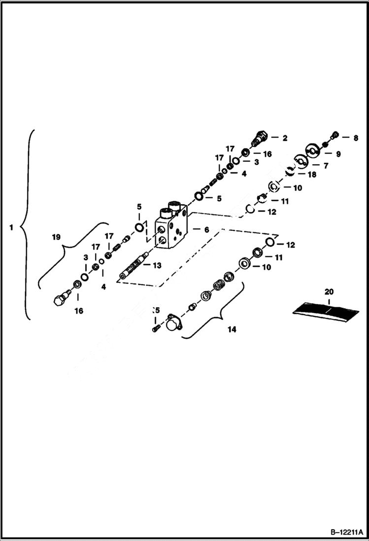 Схема запчастей Bobcat BACKHOE - BACKHOE (Dipper Section) (Gresen) (913 370001136 & Above) 913 BACKHOE