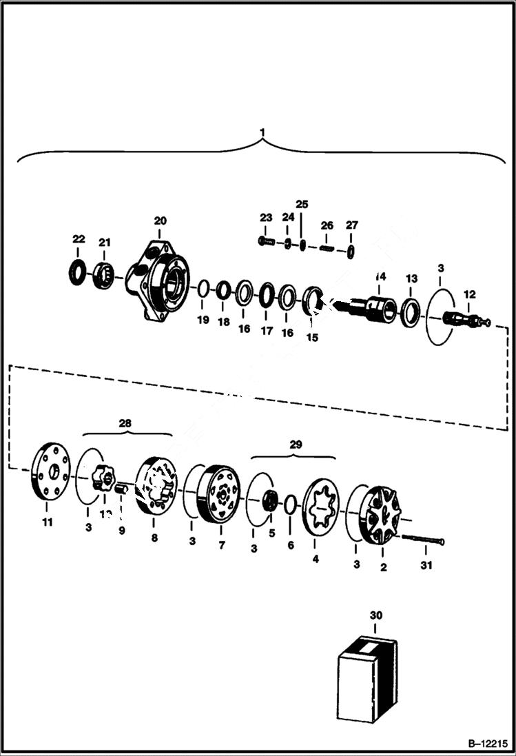 Схема запчастей Bobcat AUGERS - AUGER (Hydraulic Motor) (Lowe) (MB 120103AAAA) (Bobcat - Model 12) Loader