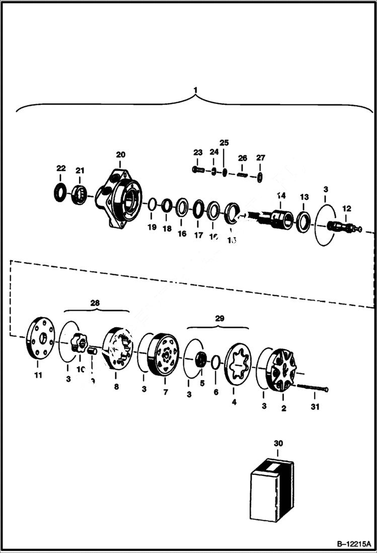Схема запчастей Bobcat AUGERS - AUGER (Hyd Motor) (MB 180103AAAA & ME 180103AAAA) (Bobcat Model 18 & 20) Loader