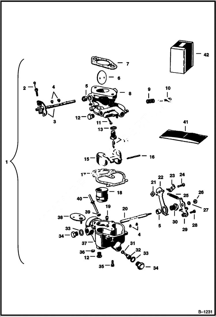 Схема запчастей Bobcat 600s - CARBURETOR Zenith No. 13271 POWER UNIT