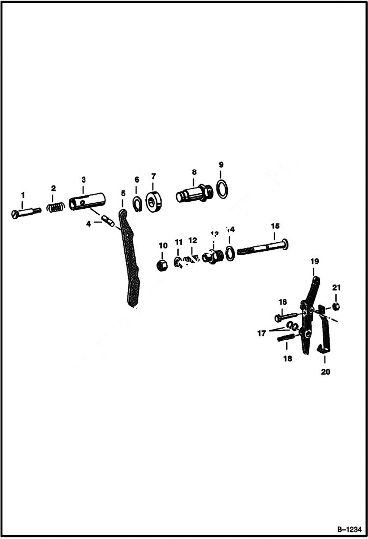 Схема запчастей Bobcat 600s - SHUT DOWN & THROTTLE ARM POWER UNIT