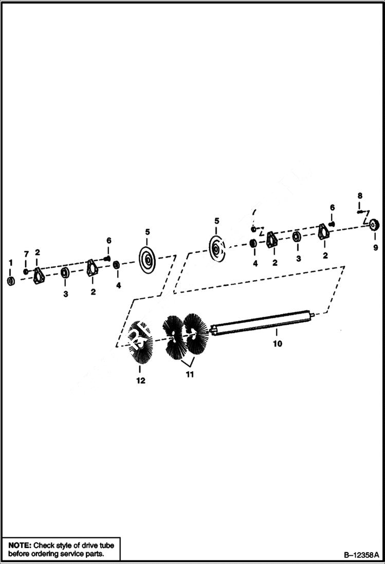 Схема запчастей Bobcat SWEEPER - SWEEPER (Brushes With Convoluted Sections) (One Piece End Caps) (60) Loader