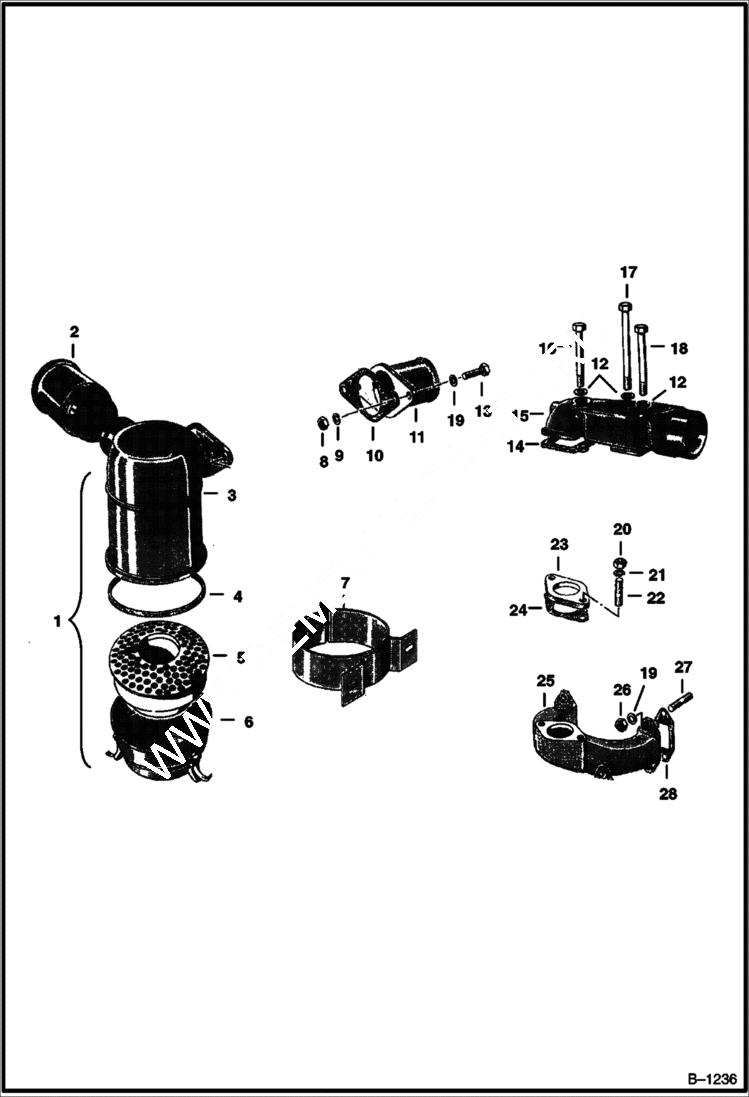 Схема запчастей Bobcat 600s - AIR CLEANER & MANIFOLD POWER UNIT