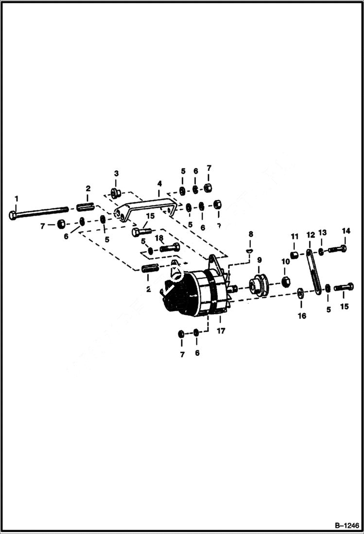 Схема запчастей Bobcat 600s - LUCAS ALTERNATOR MOUNTING POWER UNIT