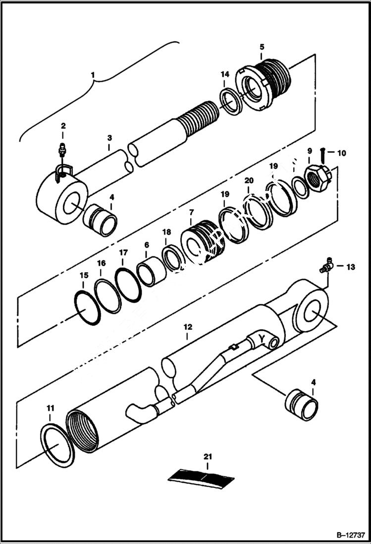 Схема запчастей Bobcat 220 - BUCKET CYLINDER Original Equipment HYDRAULIC SYSTEM